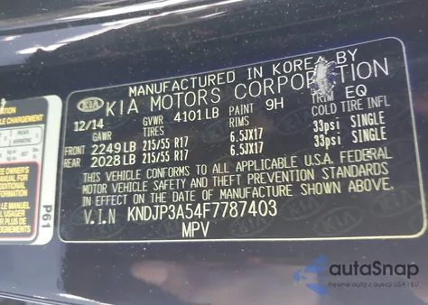 2015 Kia Soul + z USA, uszkodzony, nr VIN KNDJP3A54F7787403